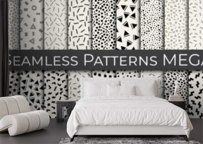 Memphis mega pattern set. Vintage 80s decoration pattern. Subtle memphis style hipster art. Wall mural