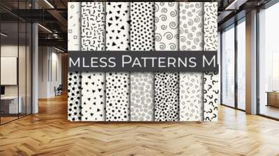 Memphis mega pattern set. Vintage 80s decoration pattern. Subtle memphis style hipster art. Wall mural