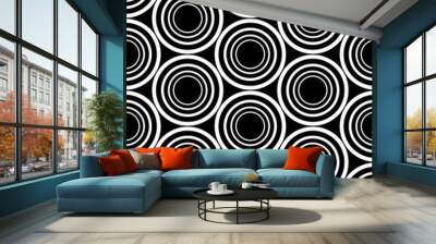 Vector modern seamless geometry pattern circles concentric, black and white abstract geometric background, trendy print, monochrome retro texture, hipster fashion design Wall mural