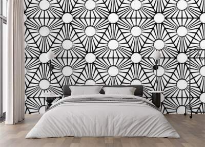 vector modern seamless geometry pattern grid, black and white abstract geometric background, pillow  Wall mural