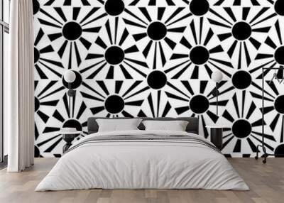 vector modern seamless geometry pattern polka, black and white abstract geometric background, pillow Wall mural