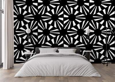 vector modern seamless geometry pattern polka, black and white abstract geometric background, pillow Wall mural