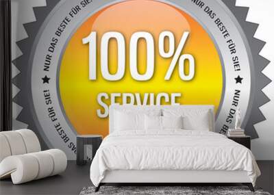 Button - 100% Service - gelb Wall mural