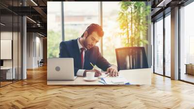 Business men working in offices Wall mural