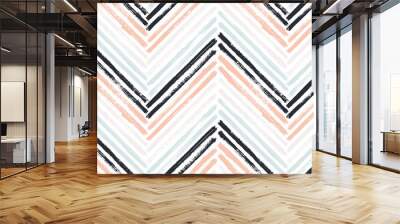 Brush stroke chevron zig zag seamless pattern. Wall mural