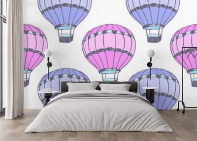 Cartoon hot air balloons  illustration vector seamless patter. Wall mural