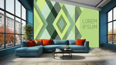 Cover page layout vector template, green geometric design with triangles and stripes pattern. Wall mural