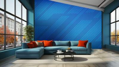 Dark blue gradient blurred background with diagonal parallel lines motion. Wall mural