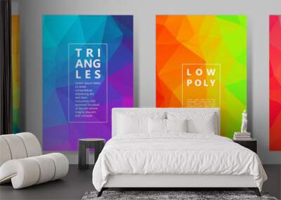 Facet polygonal abstract cover pages, low poly set Wall mural