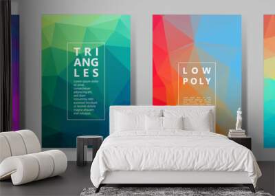 Facet polygonal abstract cover pages, low poly set Wall mural