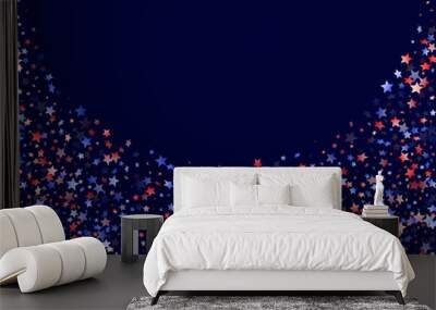 Flying red blue white star sparkles vector american patriotic background. Wall mural