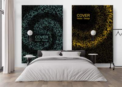 Halftone dots cover page layouts vector design. Wall mural