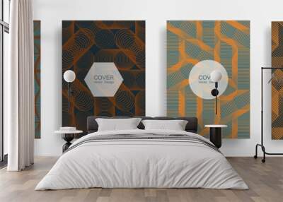 Halftone shapes business catalog covers vector design. Wall mural