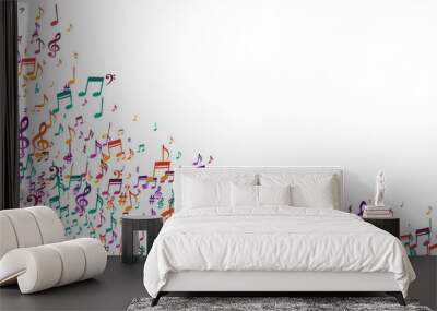 Musical notes cartoon vector background. Audio Wall mural