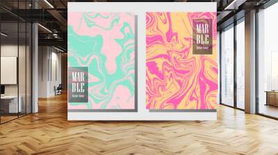 Party flyer or journal cover marble background patterns vector set. Wall mural