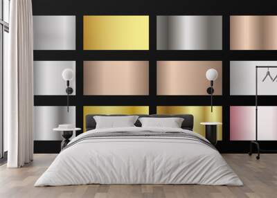 Silver, platinum, bronze, pink gold vector metallic gradients. Wall mural