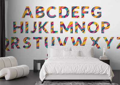 Vector of colorful layered font and paper alphabet. ABC letters design. Wall mural