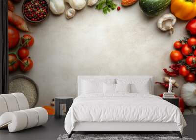 frame of vegetables on a wooden background Wall mural