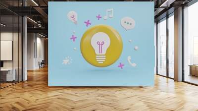 Idea lamp icons,3d rendering, Wall mural