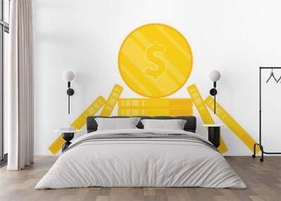 Coin vector. Coin stack on white background. Wall mural