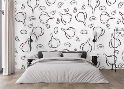 Garlic pattern wallpaper. Garlic vector. wallpaper. Garlic symbol vector. Wall mural