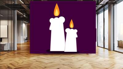 halloween candle. Burning candles in different burn stages. Simple and clean modern cartoon style vector illustration. Wall mural