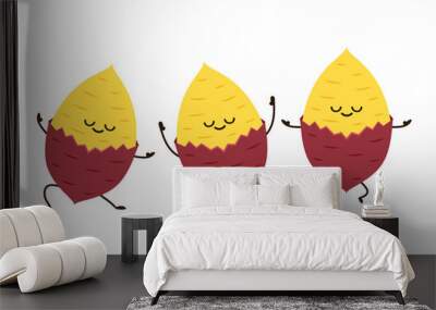 Roasted sweet potato. Sweet potato cartoon. Sweet potato character design. Wall mural