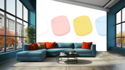 Set of marshmallows - pastel colored. Marshmallow cartoon vector. Marshmallow logo design. Wall mural