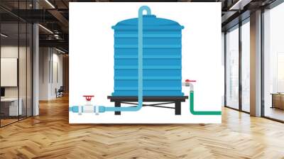 Water tank vector. water tank on white background. tap vector. Hose. Wall mural