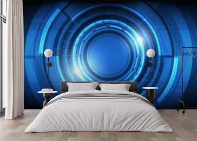 Abstract overlap circle digital, smart lens technology with light effect, arrow speed up background, blank space Wall mural