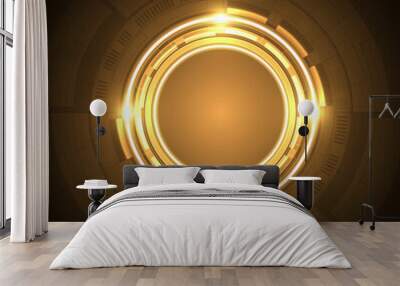 Abstract overlap circle digital background, smart lens technology with light effect Wall mural