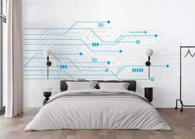 Abstract Technology Background , blue circuit board pattern Wall mural