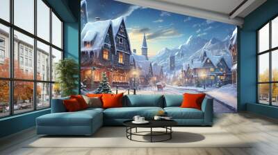 winter in the town Wall mural