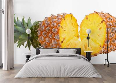  pineapple slices isolated on  transparent png Wall mural