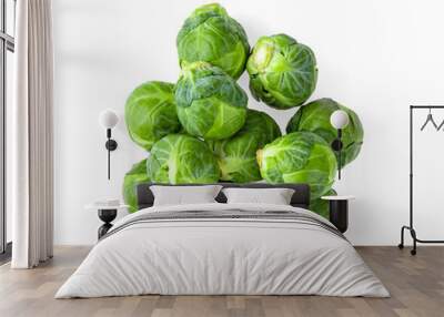 Brussel Sprouts isolated on white background. top view Wall mural