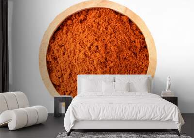 Crushed red chili pepper in wood bowl isolated on transparent png Wall mural