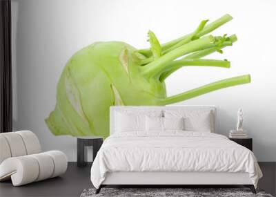 Fresh kohlrabi with green leaves on transparent png Wall mural