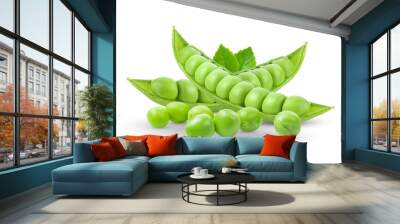 Green peas isolated on transparent png Wall mural