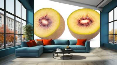 Half red kiwi fruit isolated on transparent png Wall mural