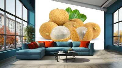 Longan  with leaf isolated on white Wall mural