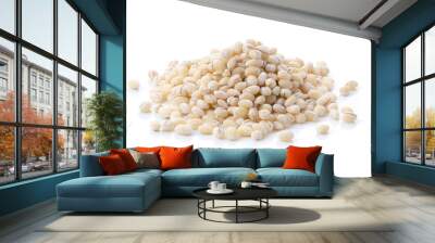 pile of pearl barley on white background Wall mural