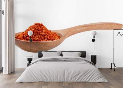 pile of red pepper in wood spoon on transparent png Wall mural