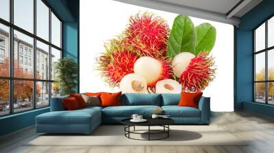 rambutan sweet delicious fruit with leaf isolated on transparent png Wall mural