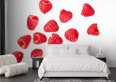 Raspberries isolated on transparent png Wall mural