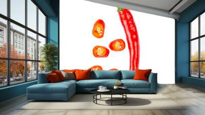 red chili pepper isolated on transparent png Wall mural