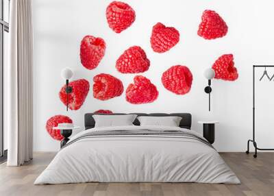 ripe raspberries on transparent png Wall mural