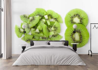 Slice of kiwi fruit isolated on white background Wall mural