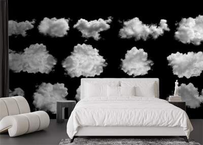 white clouds  on black background Wall mural