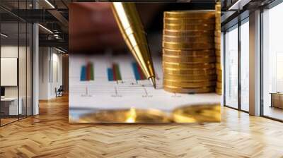 Close-up of a person checking investment returns, symbolizing financial growth Wall mural