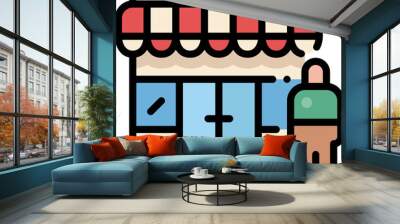 store shop filled outline icon Wall mural